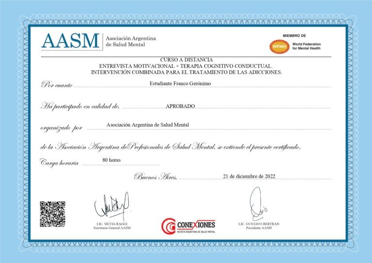 formacion en entrevista motivacional y terapia cognitivo conductual